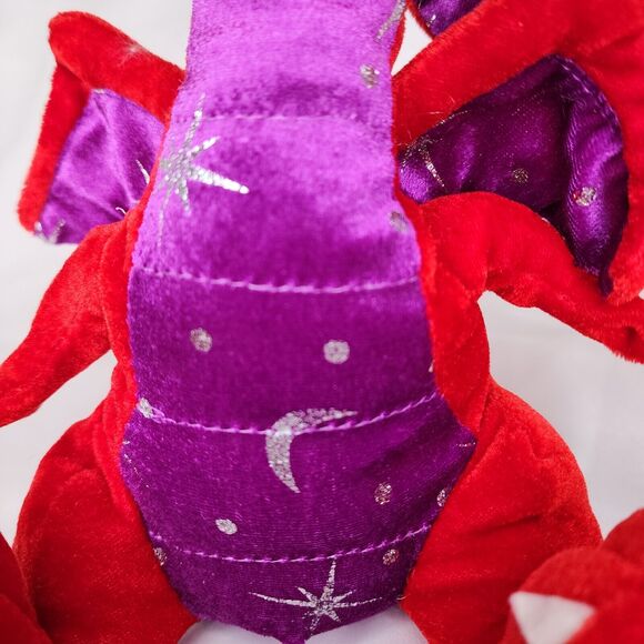 Plush Dragon Red Purple Silver stars 9" Stuffed Animal Sureshot Redemption - Picture 6 of 6